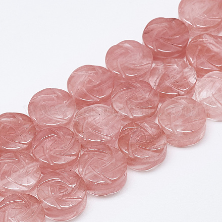 Fili di perle di vetro quarzo ciliegio intagliato G-T122-07E-1