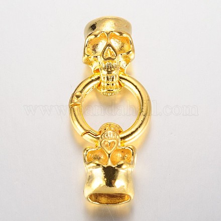 Skull Brass Spring Gate Rings ZIRC-F022-65G-1