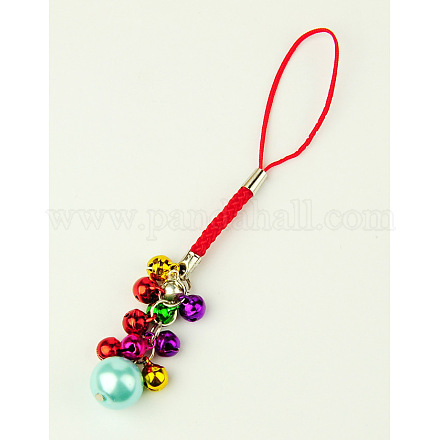 Glass Pearl Mobile Straps for Christmas HJEW-JM00129-02-1