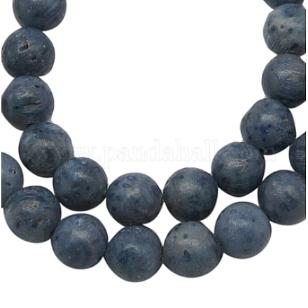 Perles rondes de corail bleu naturelle X-CORA-J001-01-4mm-1