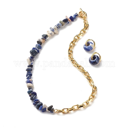 Ensemble de bijoux en perles de sodalite naturelles SJEW-JS01223-04-1