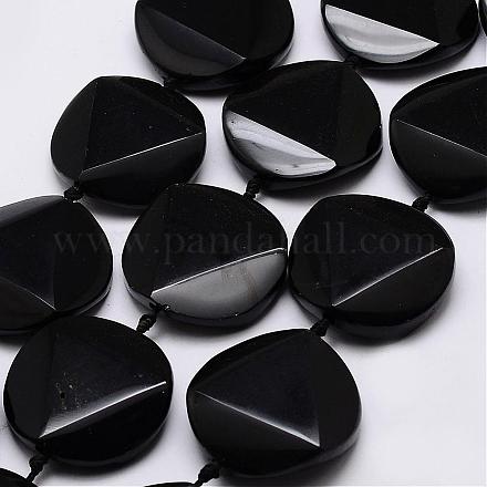 Chapelets de perles en pierre noire naturelle G-E337-03B-1