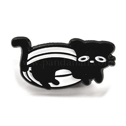 漫画猫エナメルピン  バックパック服用合金ブローチ  ブラック  14.5x28x1.5mm JEWB-P032-D04-1