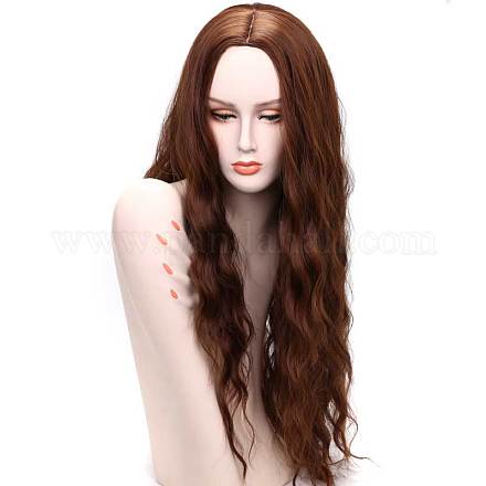 女性のための長いかつ巻き毛のかつら  合成かつら  高温かつら  ココナッツブラウン  30インチ（77cm） OHAR-D007-03C-1