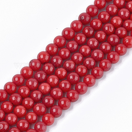 Chapelets de perles en corail synthétique CORA-T009-32C-01-1