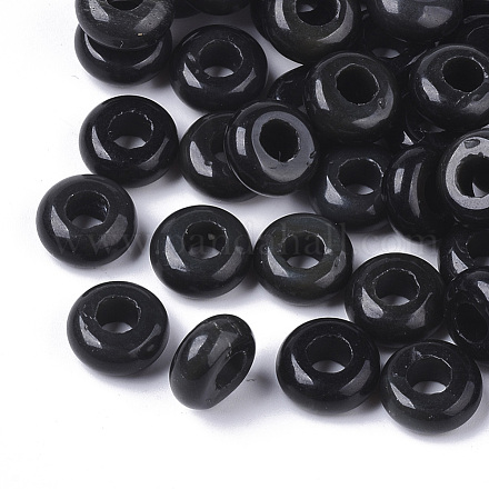 Natural Black Gemstone European Beads G-Q503-01-1