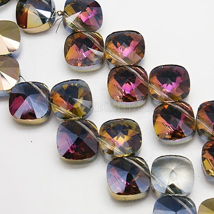 Half Plated Crystal Glass Beads Strands EGLA-F028-D01-1