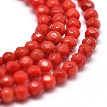 Natural Coral Round Beads Strands CORA-N0003-41-1