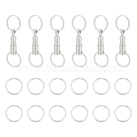UNICRAFTALE 6 Pcs Quick Release Keychain Detachable Pull Apart Snap Keychain Iron with 12Pcs Key Rings Double Spring Split Snap Seperate Chain Lock Holder Convenient Accessory for Lock Car Key Holder KEYC-UN0001-18-1