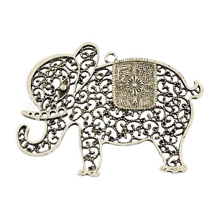 Stile tibetano impostazioni lega pendente dell'elefante dello smalto TIBEP-46-AS-NR-1