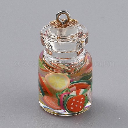 Transparent Glass Wishing Bottle Pendant Decorations EGLA-B002-02F-1