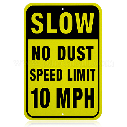 GLOBLELAND Slow No Dust Speed Limit 10MPH Sign 18x12 inches 40 Mil Aluminum Keep Dust Level Low on Dirt Roads Warning Sign for Road or Street AJEW-GL0001-05D-03-1