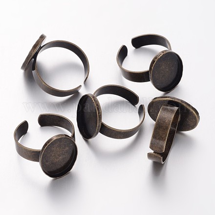 Lunetta con componenti per anello da dito regolabile in ottone regolabile fai da te in bronzo antico X-KK-G120-AB-NF-1