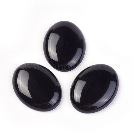 Natürliche schwarze Achat-Cabochons G-F608-03C-1