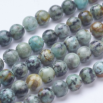 Brins de perles de turquoise africaine (jaspe) teints et naturels G-D855-06-8mm-1
