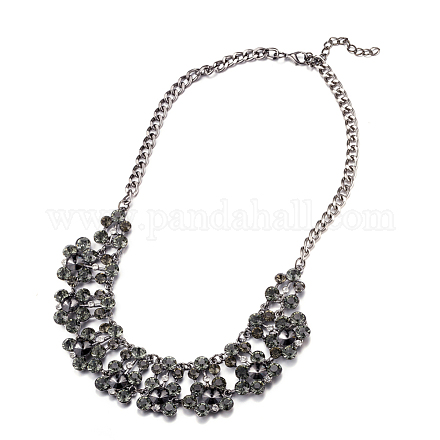 Le donne di moda gioielli di zinco collane collare di vetro in lega di strass pettorina dichiarazione girocollo NJEW-BB15143-D-1