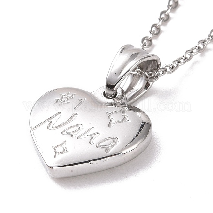 304 collana da donna con ciondolo cuore in acciaio inossidabile con scritta nana STAS-E154-13P-1