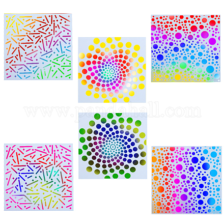 Gorgecraft 6Pcs 3 Styles Square Mandala PET Plastic Hollow Out Drawing Painting Stencils Templates DIY-GF0008-54-1