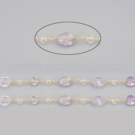 Chaînes de perles d'améthyste naturelles faites à la main de 3.28 pied X-CHC-I031-11B-1