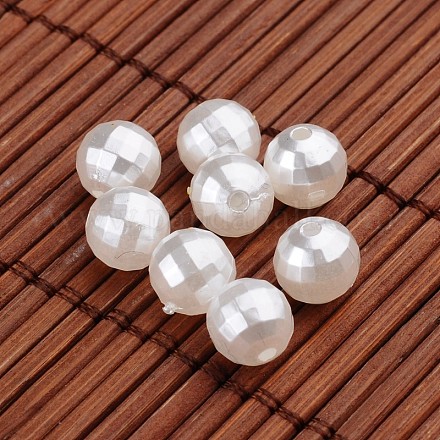 Faceted Round Acrylic Imitation Pearl Beads OACR-O002-2635-1