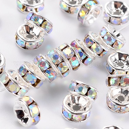 Abalorios de latón Diamante de imitación espaciador RSB036NF-02-1