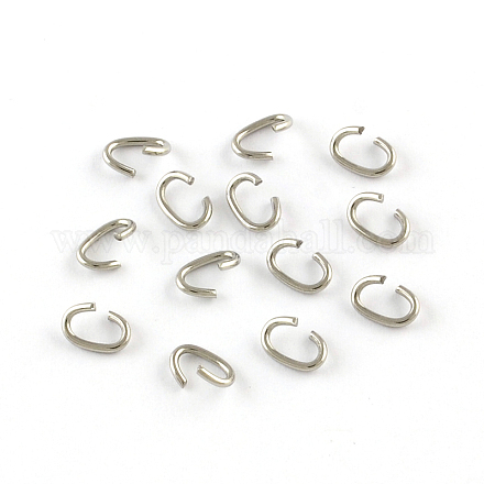 Oval 304 Stainless Steel Open Jump Rings X-STAS-R067-02-1