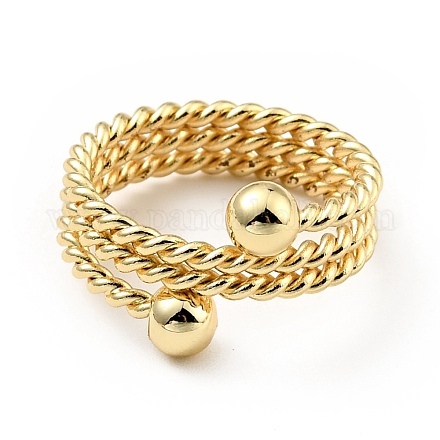 Brass Ball Triple Layer Wrap Ring for Women RJEW-E046-25G-1