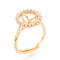 Round Brass Micro Pave Clear Cubic Zirconia Adjustable Ring Settings, for Half Drilled Beads, Real 18K Gold Plated, Pin: 1mm, 14mm, Inner Diameter: 18mm