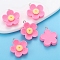 Resin Pendants, Sakura, with Platinum Tone Loop, Hot Pink, 28x25mm