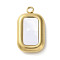 304 Stainless Steel Acrylic Pendants, with Imitation Shell, Real 18K Gold Plated, Rectangle, 18.5x11.5x4mm, Hole: 1.8mm