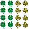 16pcs 2 styles Embroider Thread Iron on/Sew On Patches, Cloth Appliques, Clover, Mixed Color, 41~47.5x33~36x1.5~2mm, 8pcs/style