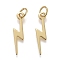 Brass Pendants, with Jump Rings, Long-Lasting Plated, Lightning Bolt, Real 18K Gold Plated, 18x5x1mm, Hole: 3mm