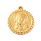Ion Plating(IP) 304 Stainless Steel Pendants, Flat Round with Saint Charms, Real 18K Gold Plated, 20.5x18x3mm, Hole: 1.4mm