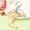 Resin & Acrylic Keychain, with Faux Suede Tassel Pendant & Alloy Findings, Letter L, 9.5cm