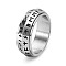 Rotatable Stainless Steel Finger Ring, Viking Runes for Men, Stainless Steel Color, US Size 12(21.4mm)