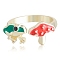 Frog & Mushroom Alloy Open Cuff Ring for Women, Golden, US Size 5 3/4(16.3mm)