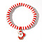 Christmas 304 Stainless Steel Enamel Charm Bracelets, Polymer Clay Heishi Beads Stretch Bracelets for Women, Red, Santa Claus, 6.89 inch(17.5cm)