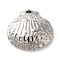 304 Stainless Steel Pendants, Textured, Shell Shape Charm, Stainless Steel Color, 14x15x3mm, Hole: 1.1mm