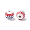 Independence Day Themes Wood European Beads, Large Hole Beads, Round, Printed, Star, 15.5mm, Hole: 4.5mm