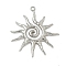Brass Pendants, Sun Charms, Rack Plating, Long-Lasting Plated, Cadmium Free & Lead Free, Platinum, 30x27.5x2.5mm, Hole: 1.3mm