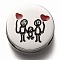 304 Stainless Steel Slide Charms, Enamel Style, Flat Round with Family, Stainless Steel Color, 12x3.5mm, Hole: 7x1.5mm