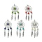 5Pcs 5 Styles Synthetic Turquoise Dyed Big Pendants, Antique Silver Plated Alloy Woven Web/Net with Feather Charms, Mixed Color, 71.5x28x6.5~7mm, Hole: 3.5mm, 1pc/style