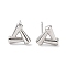 Non-Tarnish 304 Stainless Steel Stud Earrings, Hollow Triangle, Stainless Steel Color, 7x7.5mm