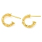 Rack Plating Brass C-Shaped Stud Earrings, Cadmium Free & Lead Freer, Golden, 16x4mm, Pin: 0.8mm