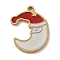 Christmas Theme 304 Stainless Steel Pendants, with Enamel, Real 14K Gold Plated, Moon, 13.5x11x1mm, Hole: 1mm