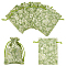Polyester Pouches, Drawstring Bag, Rectangle with Floral Pattern, Lime Green, 14x11x0.3cm