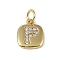 Rack Plating Brass Micro Pave CLear Cubic Zirconia Charms, with Jump Rings, Cadmium Free & Lead Free, Long-Lasting Plated, Real 18K Gold Plated, Letter P, 11.5x9x1.5mm, Hole: 2.8mm