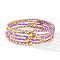 5Pcs Zinc Alloy & Glass Seed Round Beads Stretch Bracelet Set for Women, Violet, Inner Diameter: 5/8 inch(1.6cm)