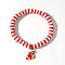 Christmas 304 Stainless Steel Enamel Charm Bracelets, Polymer Clay Heishi Beads Stretch Bracelets for Women, Red, Christmas Socking, 6.89 inch(17.5cm)