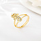 Brass Micro Pave Cubic Zirconia Finger Rings, for Women, Letter U, US Size 3(14mm)